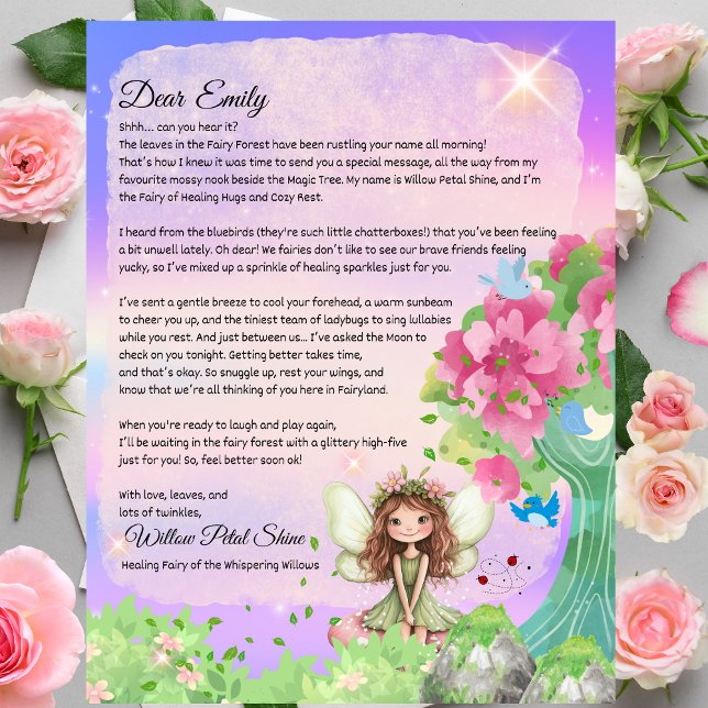 Magique Obtenir Bien Gardienne Fée Lettre Pour Enf (Get Well Soon Fairy Letter – Beautiful Healing Personalized Letter from Willow Petal Shine  )