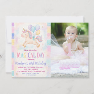 Magique Pastel Unicorn Invitation Anniversaire