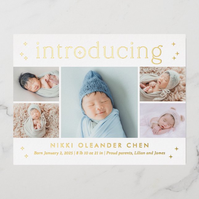 Magique Time Foil Baby Faire-part de naissance car (Recto)