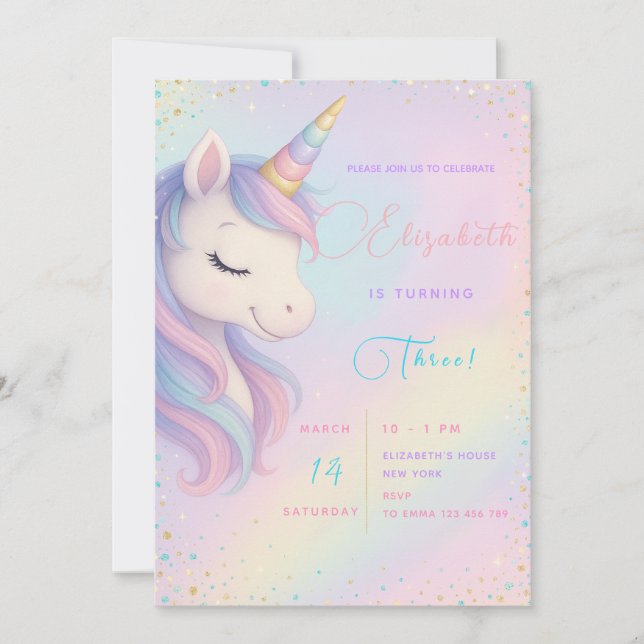Magique Unicorn Anniversaire Bash Invitation (Devant)