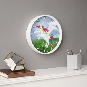 Magique Unicorn filles horloge murale