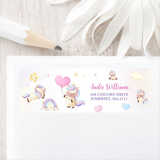 Magique Unicorn Rainbow Étiquette de fête d'annive (Créateur téléchargé)