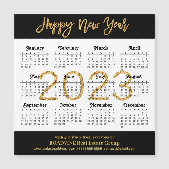 Magnet 2023 Modern Gold Script Business Calendar (Devant)