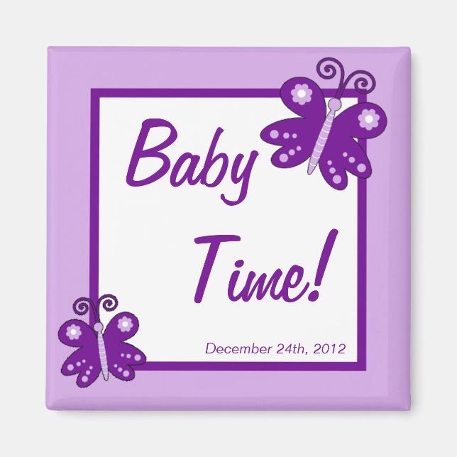 Magnet 2"x2" Favoriser Papillon de printemps viole (Devant)
