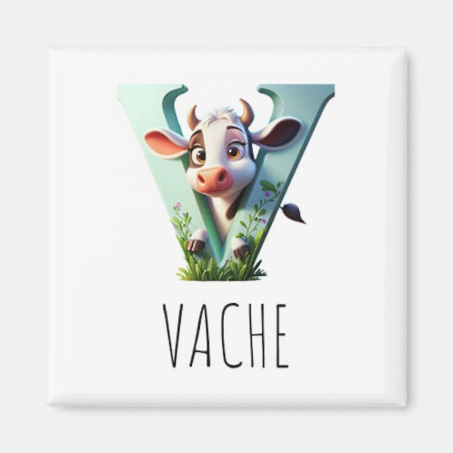 Magnet Animaux Rigolos Lettre V (Devant)