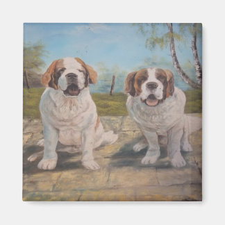 Magnet Ann Hayes Peinture Deux St Bernards