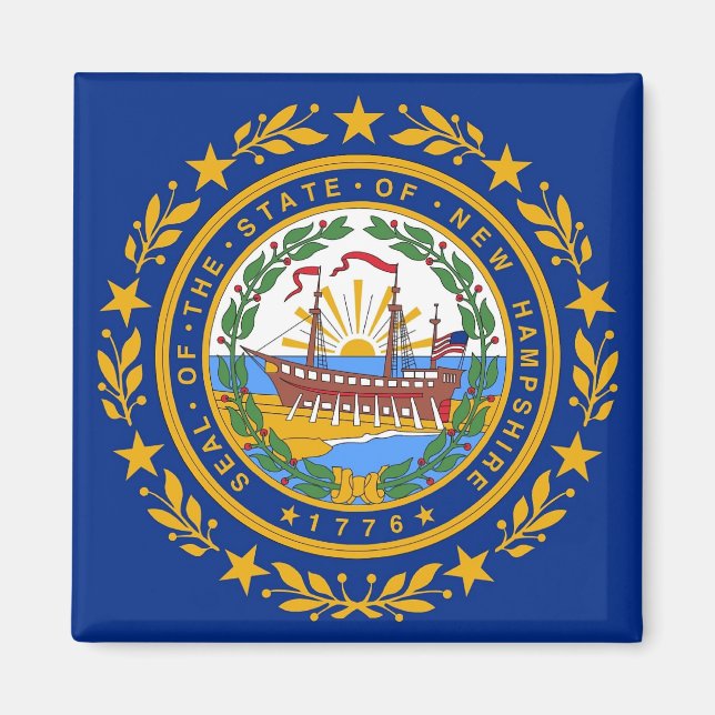 Magnet avec drapeau de l'État du New Hampshire - É (Devant)