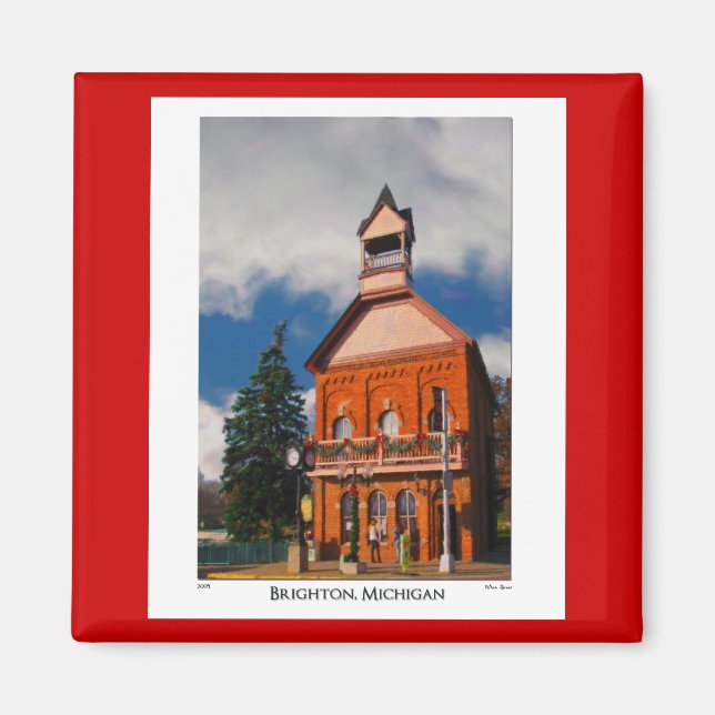 Magnet avec la scène de Brighton Michigan (Devant)
