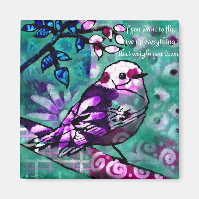 Magnet Bird Art Abstrait avec l'inspiration dire (Devant)