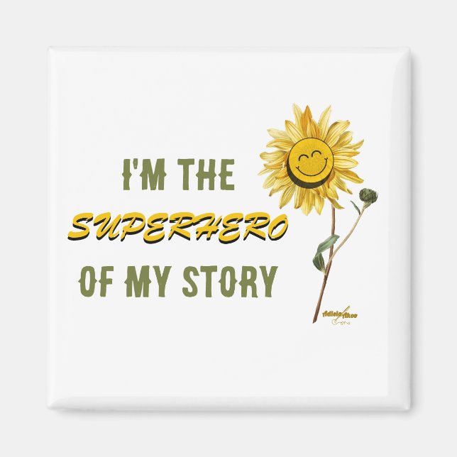 Magnet blanc de super-héros par la poète Adiela Ak (Devant)