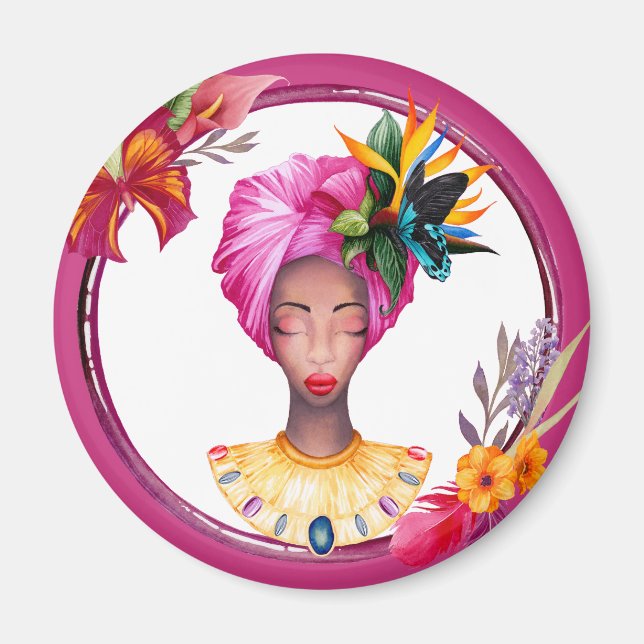 Magnet bleu femme africaine (Devant)