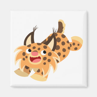 Magnet Bobcat de caricature à carreaux mignons