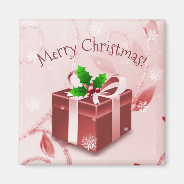 Magnet cadeau de Noël rouge (Devant)