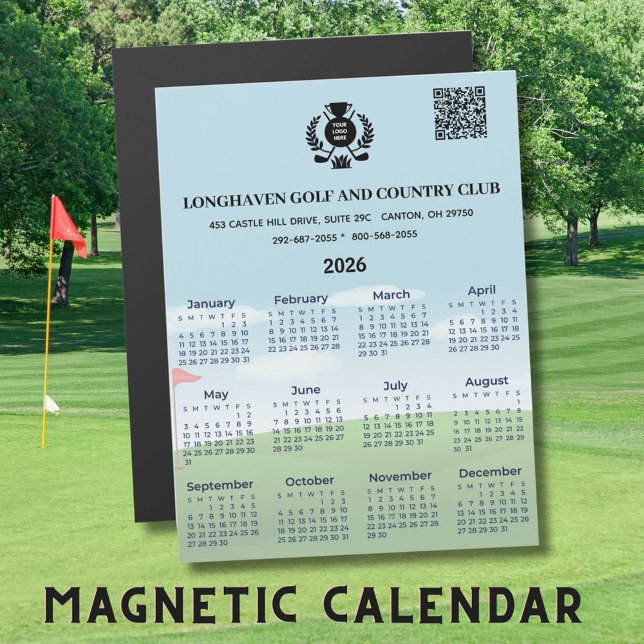 Magnet Calendar 2026 Golf Club League Logo Code QR (Créateur téléchargé)