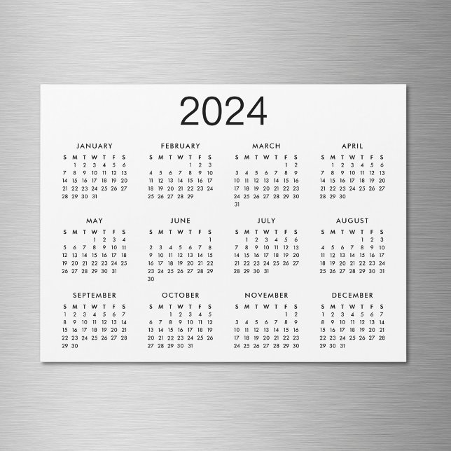 Magnet Calendrier classique noir et blanc 2024 (Créateur téléchargé)