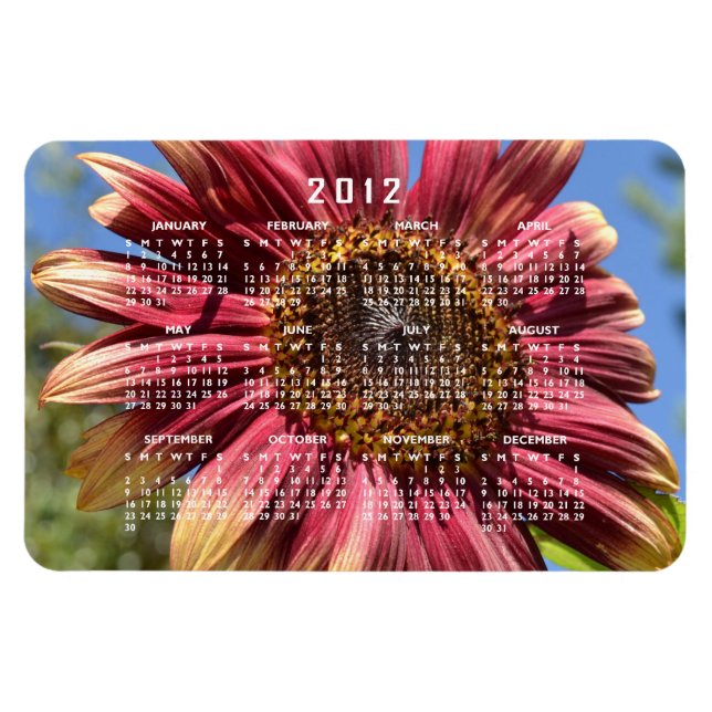 Magnet Calendrier des tournesols rouges (Horizontal)