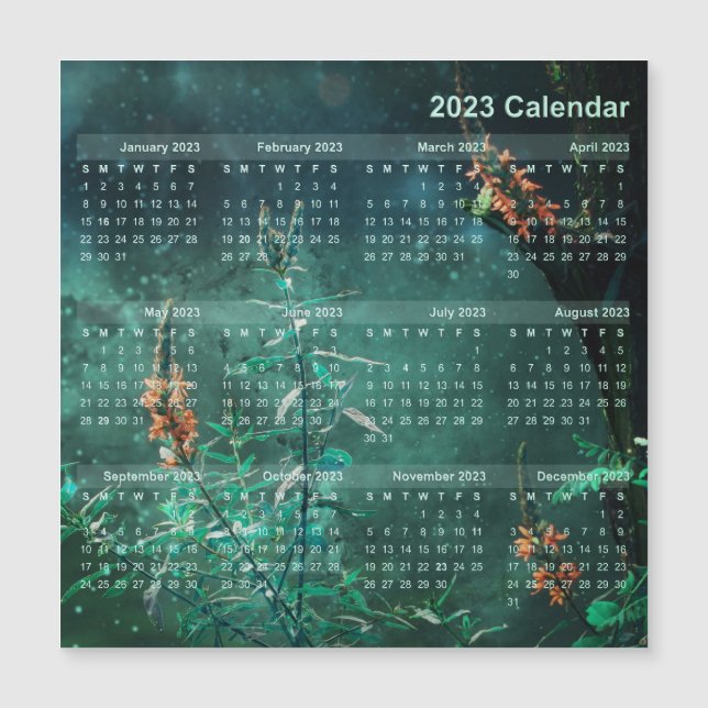 Magnet Calendrier - Fleurs au clair de lune de jad (Devant)