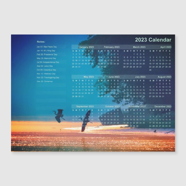 Magnet Calendrier - Grands Hérons Bleus prendre l' (Devant)
