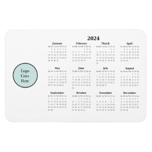 Magnet Calendrier mensuel 2024 avec logo d'entrepr