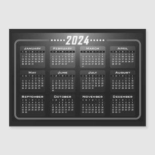 Magnet Calendrier moderne noir et blanc 2024