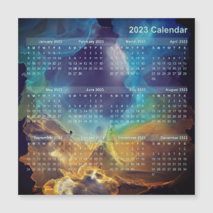 Magnet calendrier - Nebula de l'espace bleu jaune