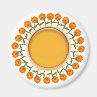 Magnet - Calendula et disque orange