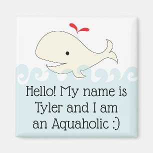 Magnet Carré Bonjour ! Je suis un Aquaholic