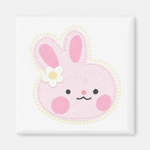 Magnet Carré de lapin rose mignon