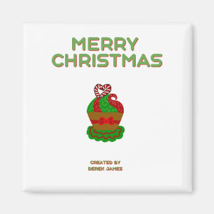 Magnet Carré de Noël Cupcake 2 pouces