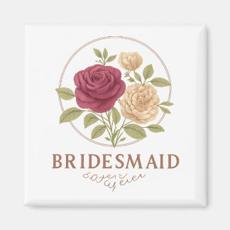 Magnet carré floral blanc - Demoiselle d'honneur