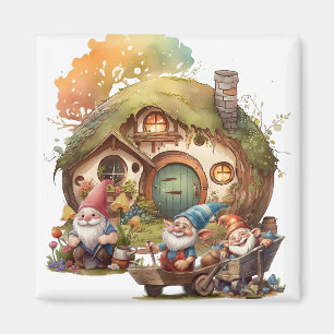 Magnet Carré Gnomes mignons