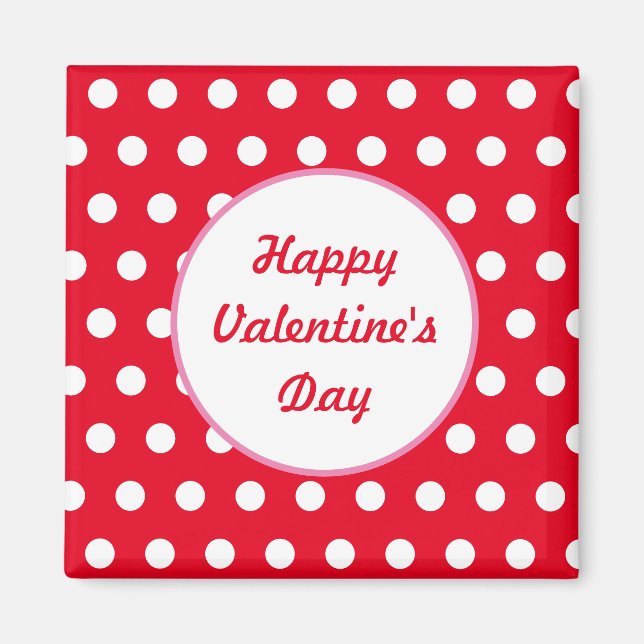 Magnet Carré Heureuse Sainte-Valentin (rouge et bl (Devant)