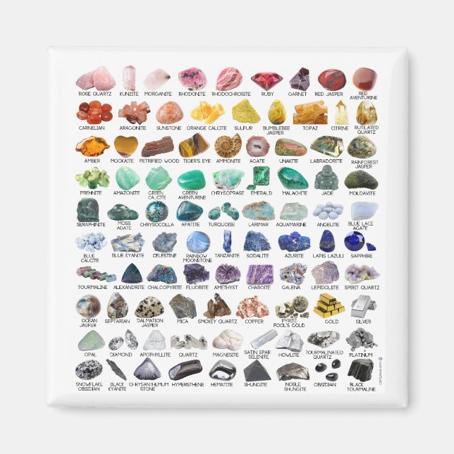 Magnet carré La collection Crystal Rainbow Rocks (Devant)