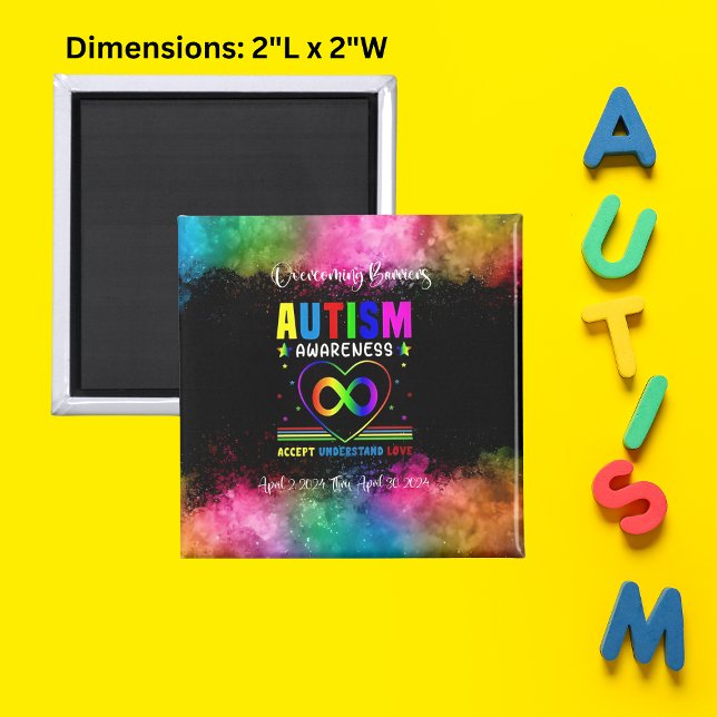 Magnet Carré "Surmonter les obstacles" (Overcoming Barriers' square magnets, designed to inspire acceptance, understanding, and love.)