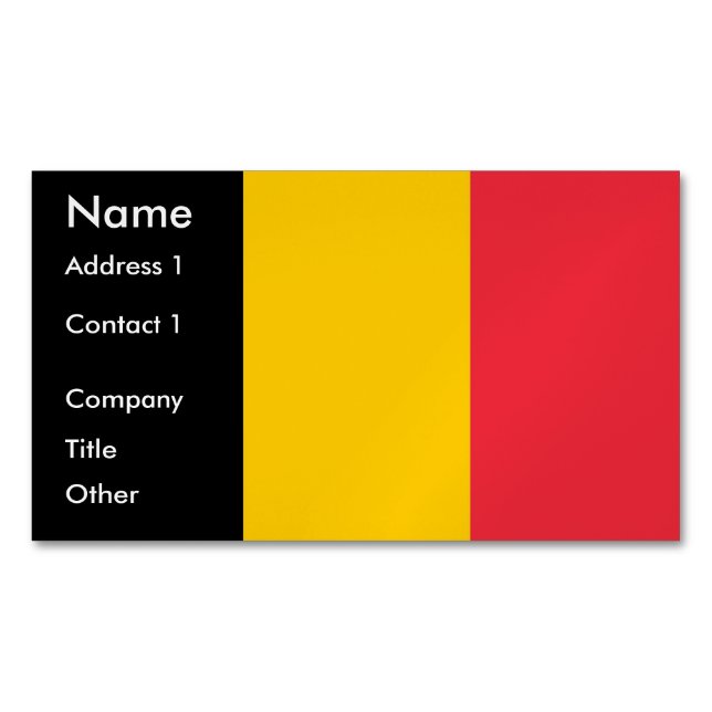 Magnet carte de visite avec drapeau de Belgique (devant)