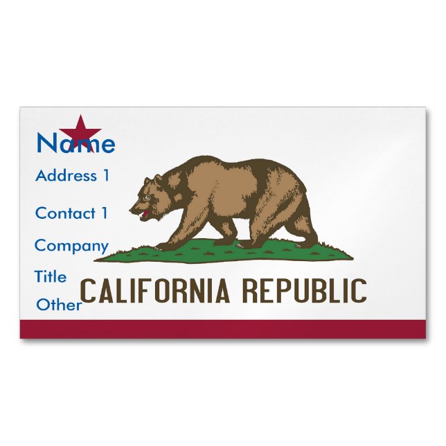Magnet carte de visite avec Drapeau de Californie (devant)