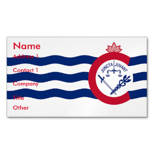 Magnet carte de visite avec drapeau de Cincinnati