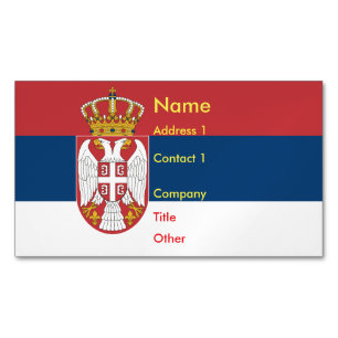 Magnet carte de visite avec drapeau de la Serbie