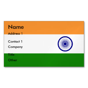Magnet carte de visite avec drapeau de l'Inde