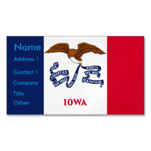 Magnet carte de visite avec drapeau de l'Iowa