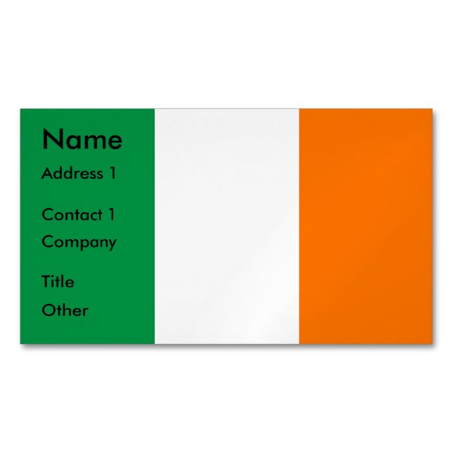 Magnet carte de visite avec drapeau d'Irlande (devant)