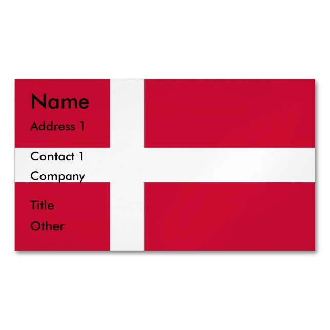 Magnet carte de visite avec drapeau du Danemark (devant)