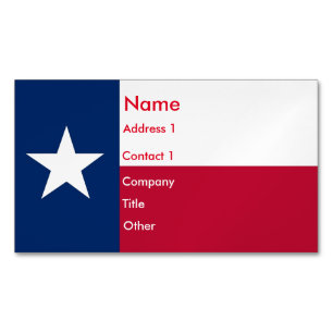 Magnet carte de visite avec drapeau du Texas