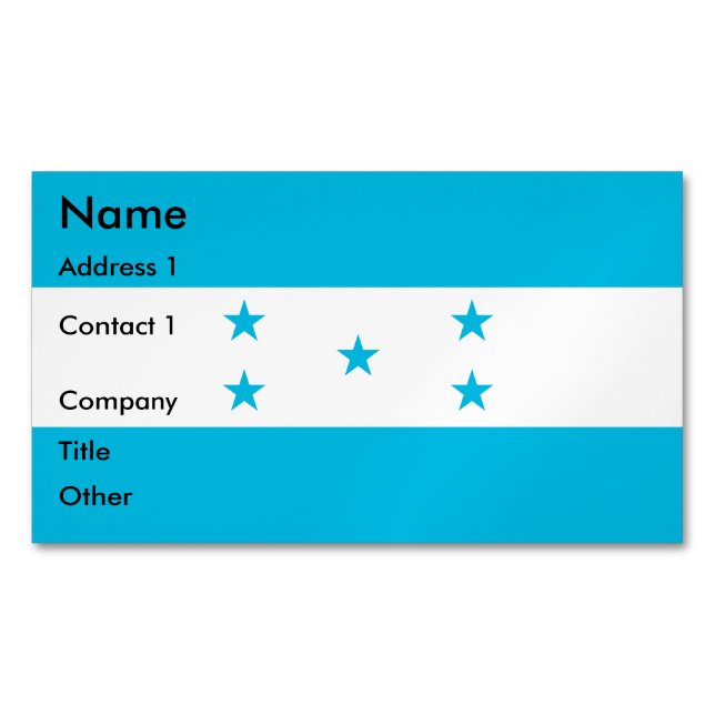 Magnet carte de visite avec le drapeau du Honduras (devant)