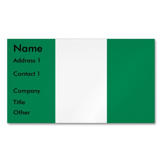 Magnet carte de visite avec le drapeau du Nigeria (devant)