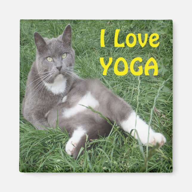 Magnet Chat I Love Yoga (Devant)