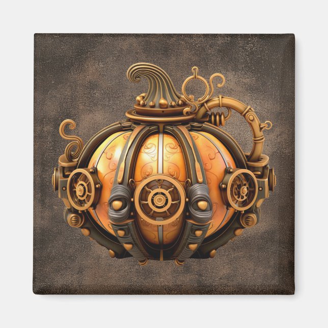 Magnet Citrouille Automne Steampunk (Devant)
