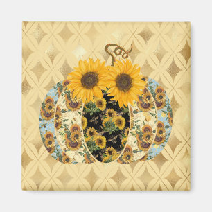 Magnet Citrouille décoré de tournesol