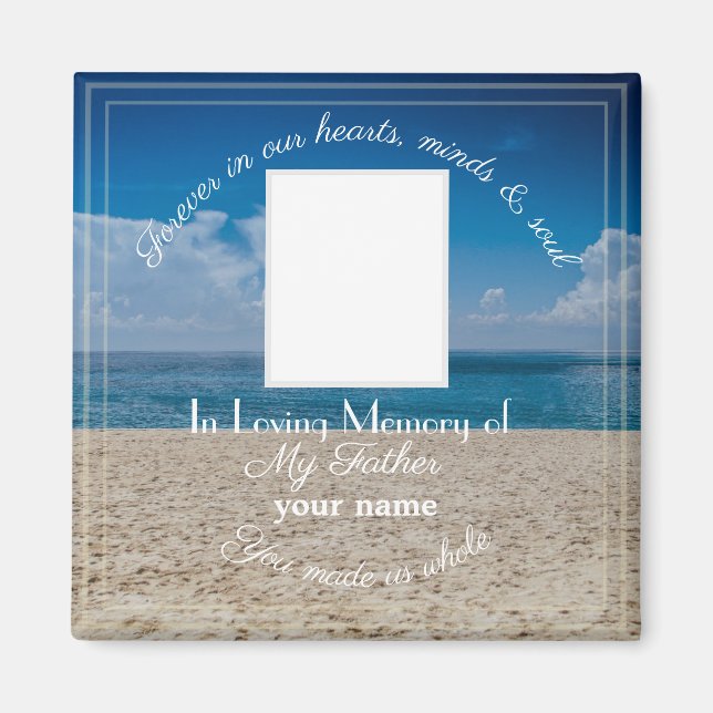 Magnet commémoratif avec texte - Plage (Devant)