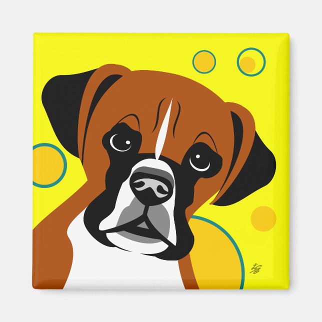 Magnet contemporain de chien de boxeur (Devant)